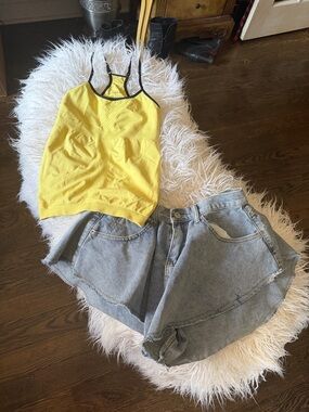 Free People Movement Top-The Class & Tulip denim shorts